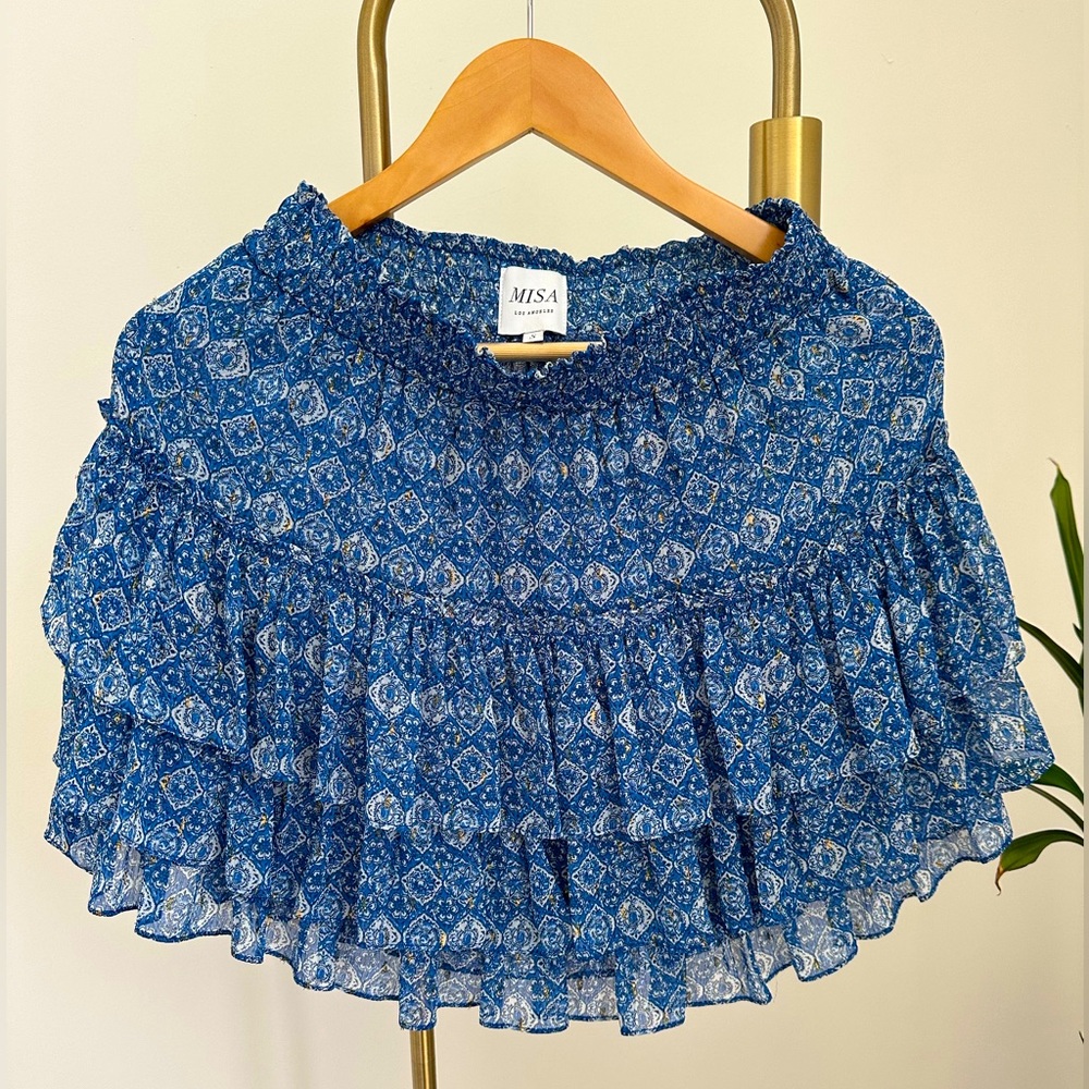MISA Los Angeles / Blue Ruffle Skirt / XS
